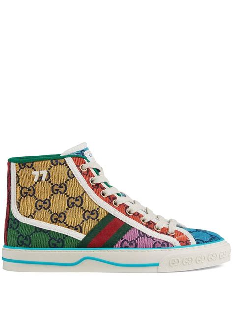 women's gucci tennis 1977 gg multicolor high-top|gucci tennis shoes 1977.